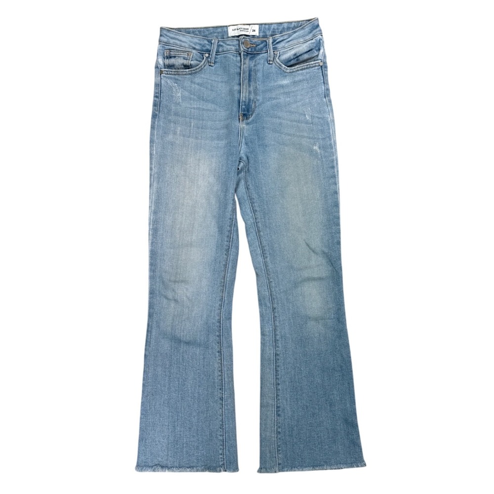 JUST BLACK DENIM Womens‎ Size 26 Light Wash High Rise Flare Cropped Jeans